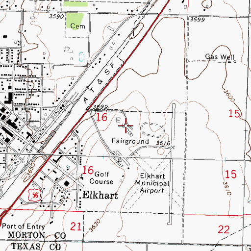 Topographic Map of Morton County Fairgrounds, KS