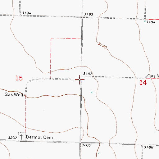 Topographic Map of Dermot (historical), KS