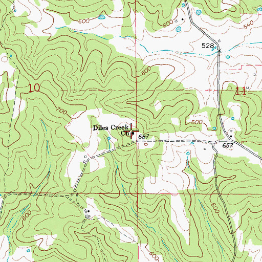 Topographic Map of Diles Creek Church, AR