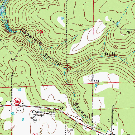 Topographic Map of Dill Branch, AR