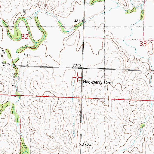 Topographic Map of Hackberry School (historical), KS