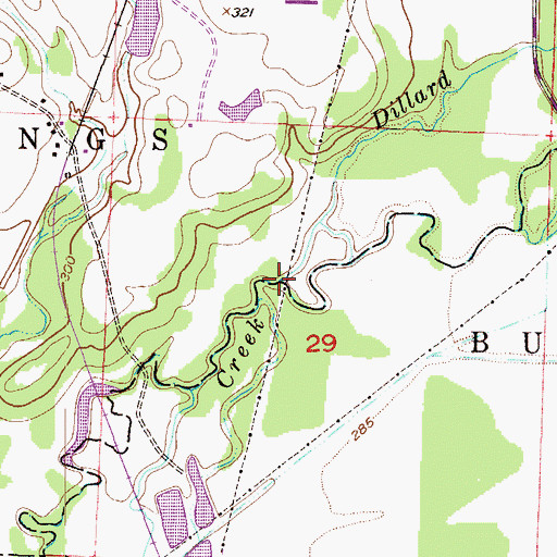 Topographic Map of Dillard Creek, AR