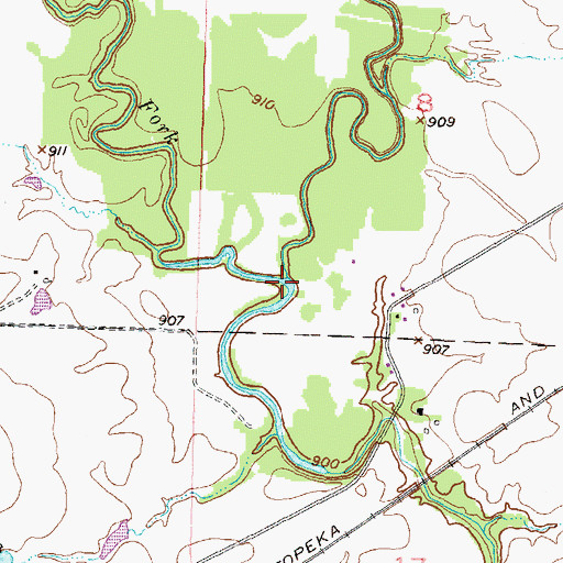 Topographic Map of West Fork Tauy Creek, KS