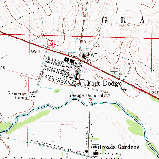 Topographic Map of Fort Dodge (historical), KS