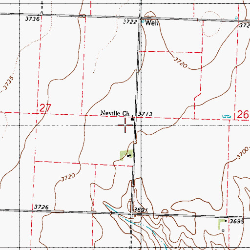 Topographic Map of Neville Church, KS