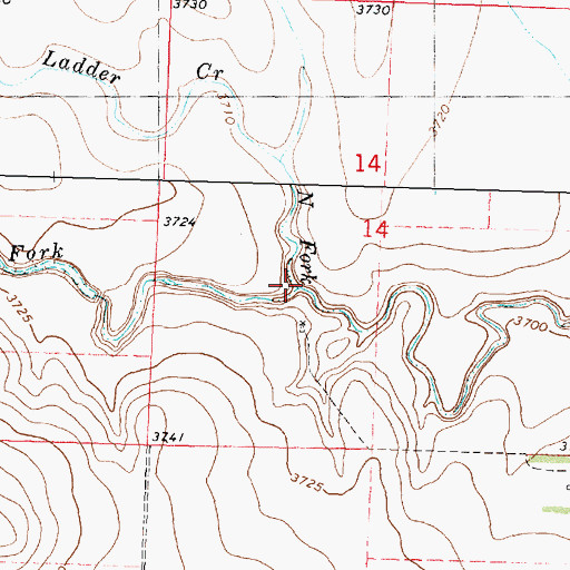 Topographic Map of South Fork Middle Ladder Creek, KS