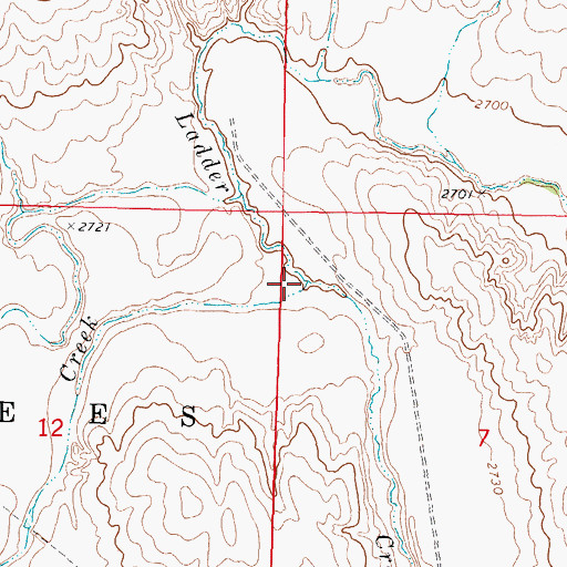 Topographic Map of Chalk Creek, KS