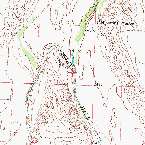 Topographic Map of North Fork Smoky Hill River, KS