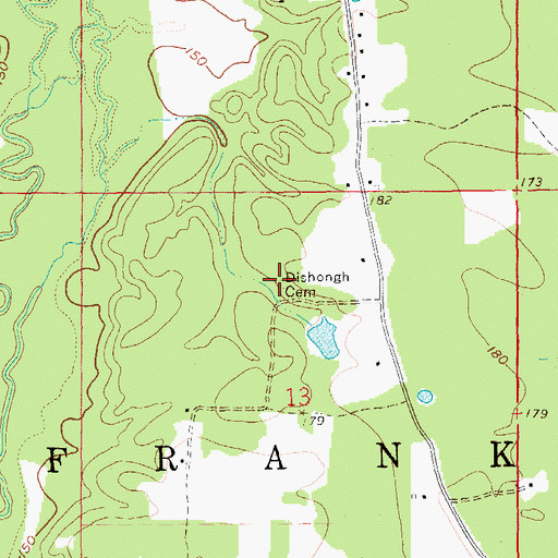 Topographic Map of Dishongh Cemetery, AR