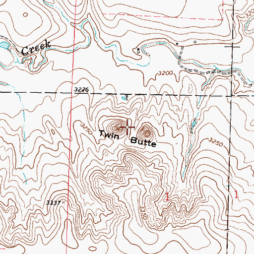 Topographic Map of Twin Butte, KS
