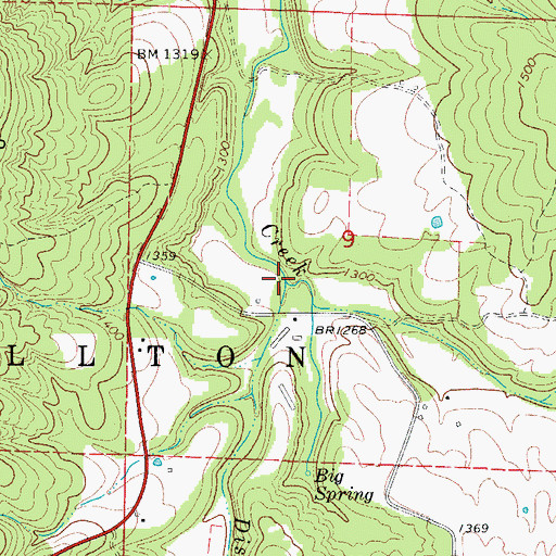 Topographic Map of Dishrown Creek, AR