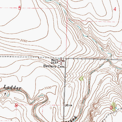 Topographic Map of Bethany Cemetery, KS