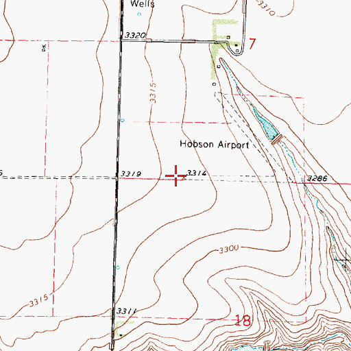 Topographic Map of Hobson Airport (historical), KS