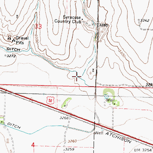 Topographic Map of Plum Creek, KS