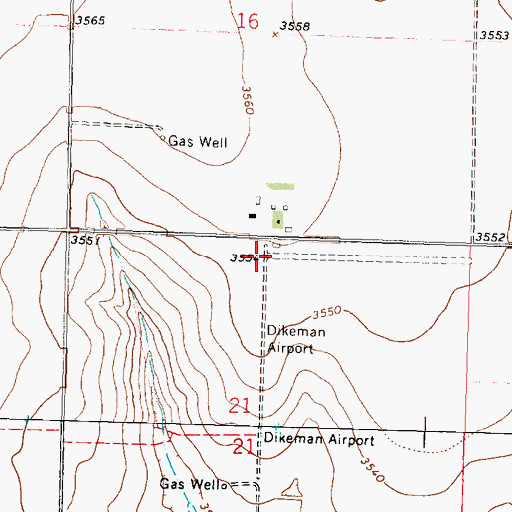 Topographic Map of Dikeman Airport (historical), KS