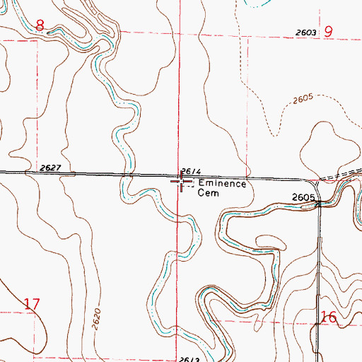 Topographic Map of Eminence Cemetery, KS