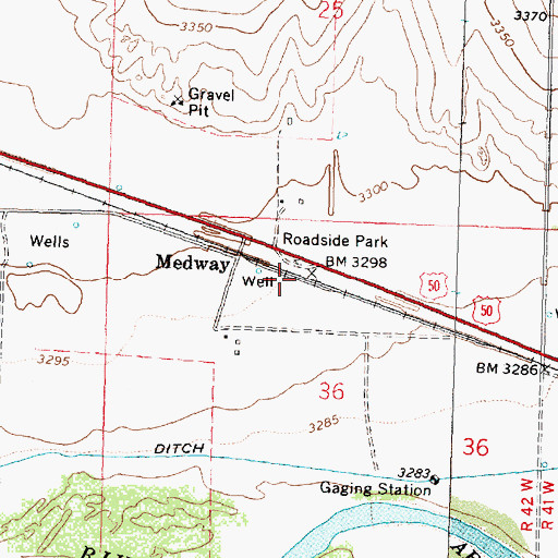 Topographic Map of Medway, KS