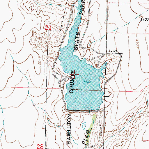 Topographic Map of Hamilton County State Park, KS