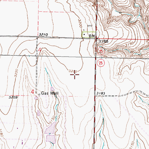 Topographic Map of Township of Lakin, KS