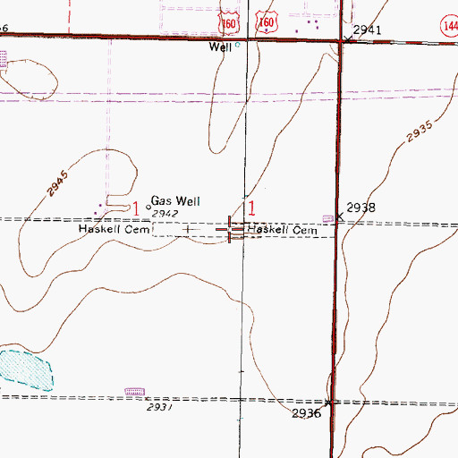 Topographic Map of Haskell Cemetery, KS
