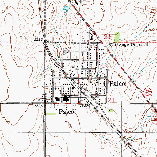 Topographic Map of Palco, KS