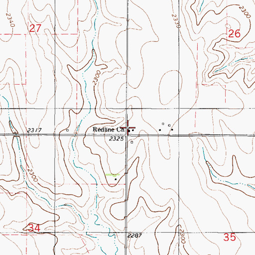 Topographic Map of Redline Cemetery, KS