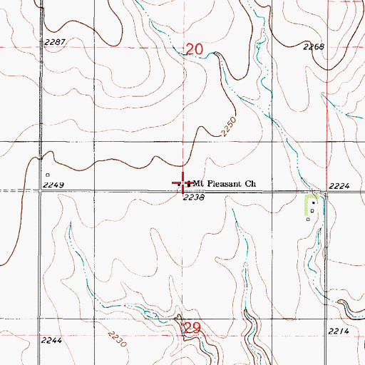 Topographic Map of Mount Pleasant Church, KS