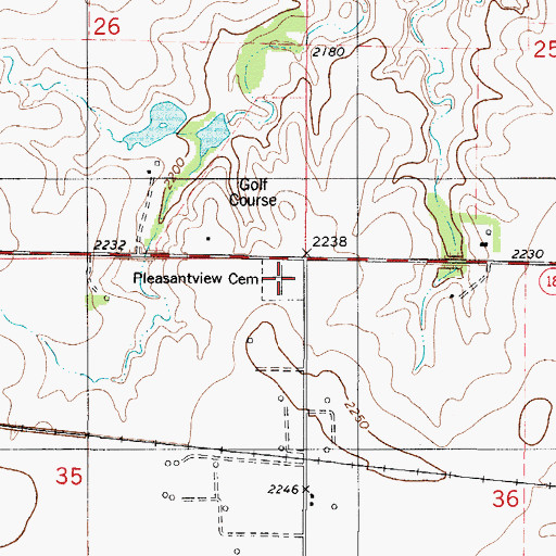 Topographic Map of Pleasantview Cemetery, KS
