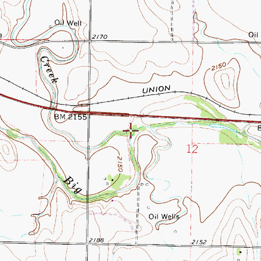 Topographic Map of Spring Creek, KS