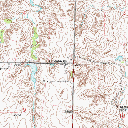 Topographic Map of Saint John Lutheran Church, KS