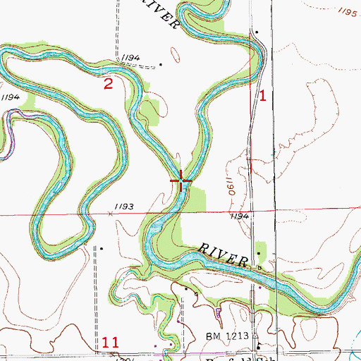 Topographic Map of Saline River, KS