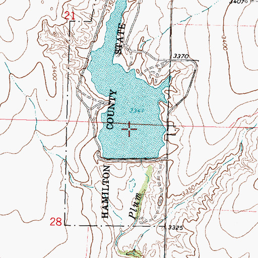 Topographic Map of Hamilton County State Lake, KS