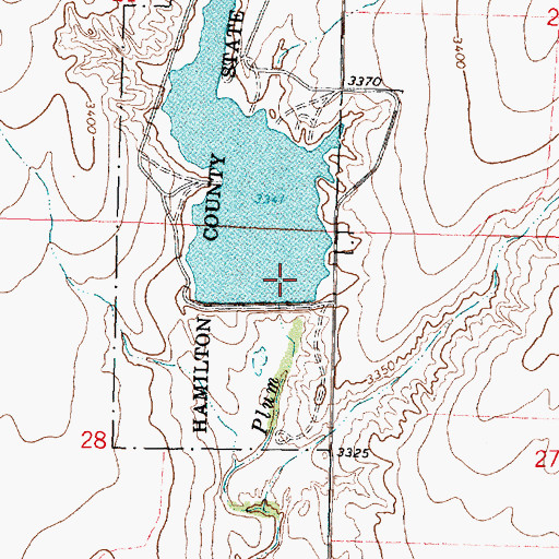 Topographic Map of Hamilton County State Lake Dam, KS