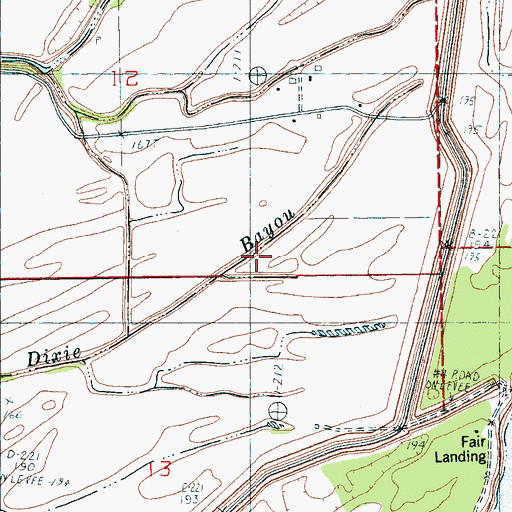 Topographic Map of Dixie Bayou, AR