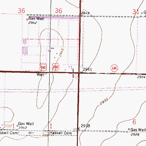 Topographic Map of Haskell County, KS