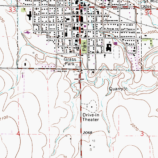 Topographic Map of Rush County, KS