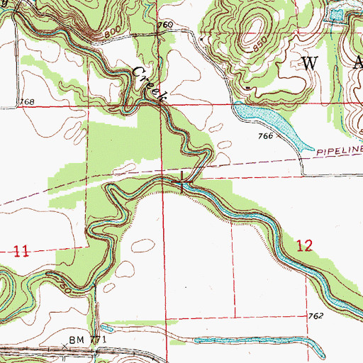 Topographic Map of North Caney Creek, KS