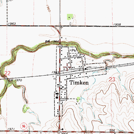 Topographic Map of Timken, KS