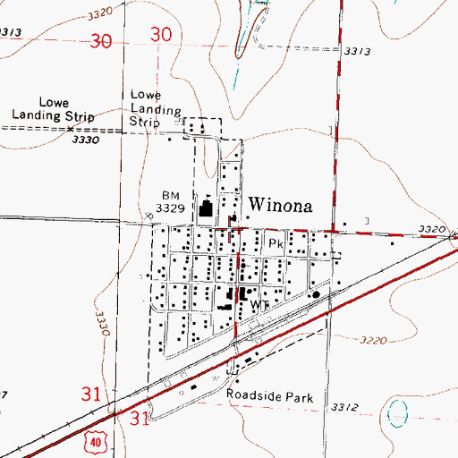 Topographic Map of Winona, KS