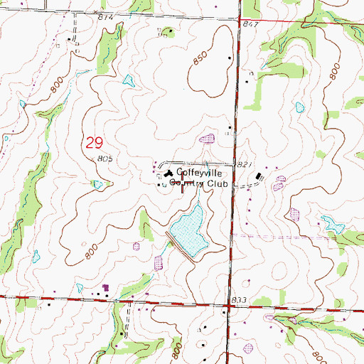 Topographic Map of Coffeyville Country Club, KS