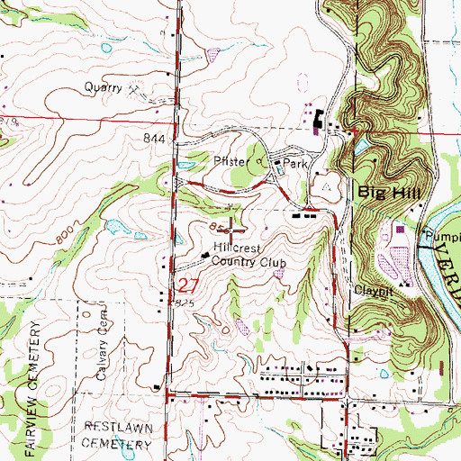 Topographic Map of Hillcrest Golf Course, KS