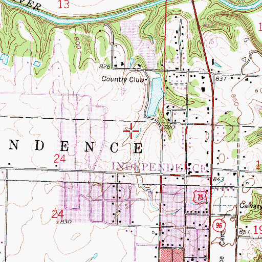 Topographic Map of Independence Country Club, KS