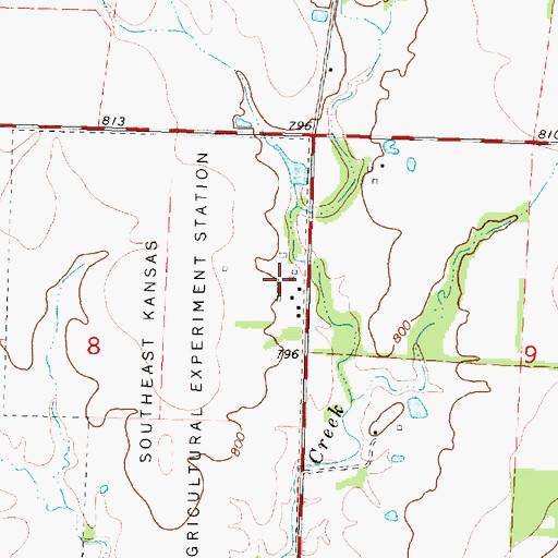 Topographic Map of Kansas State University Southeast Agricultural Research Center Mound Valley Field Office, KS