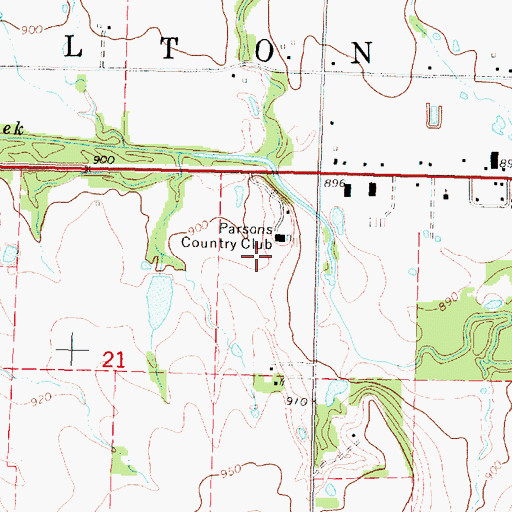 Topographic Map of Parsons Golf Club, KS