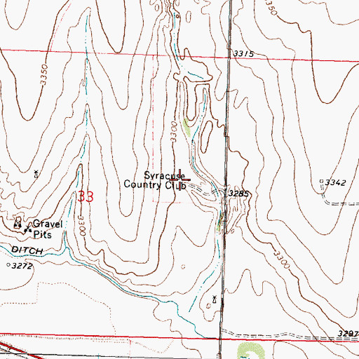 Topographic Map of Syracuse Country Club, KS
