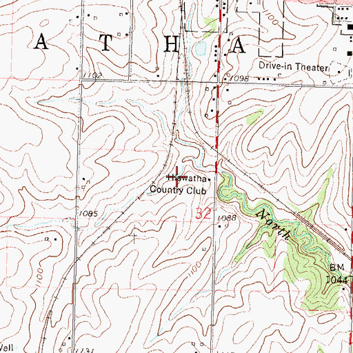 Topographic Map of Hiawatha Country Club, KS