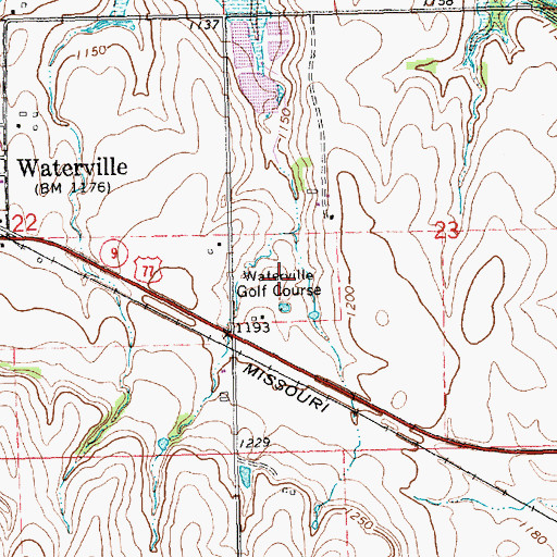 Topographic Map of Waterville Golf Course, KS