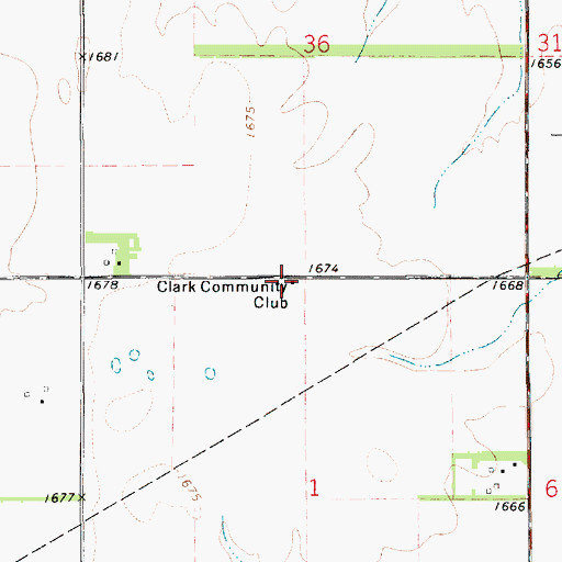 Topographic Map of Clark Community Club, KS