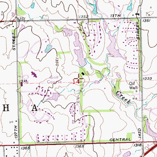 Topographic Map of Crestview Country Club, KS