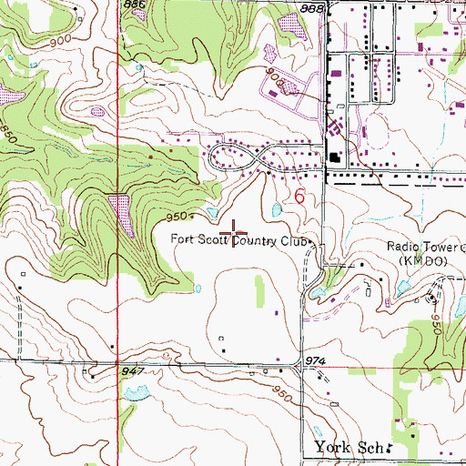 Topographic Map of Fort Scott Country Club, KS